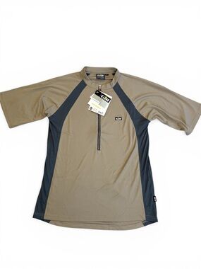 NWT Gill Marine Short Sleeve Fishing Shirt Back Zipper Pocket Size Small Tan